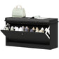 HOMCOM Shoe Storage with Seat, Upholstered Hallway Bench, Shoe Bench with Flip Drawer, Adjustable Shelf for 8 Pairs of Shoes