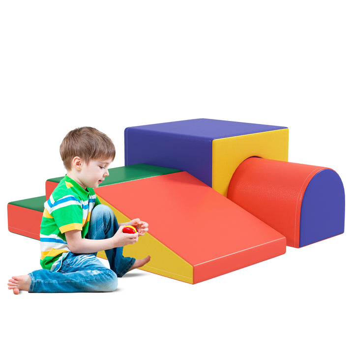 Qaba Foam Climbing Blocks for Toddlers, Kids Modular Play Set for Baby Children, Soft Play Equipment for Crawling Sliding, Easy-to-clean Safe DIY Creative, Multicolor