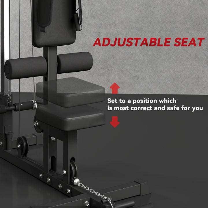Soozier Lat Pull Down Machine, High / Low Pulley Machine with Adjustable Seat and Flip-Up Footplate, Black