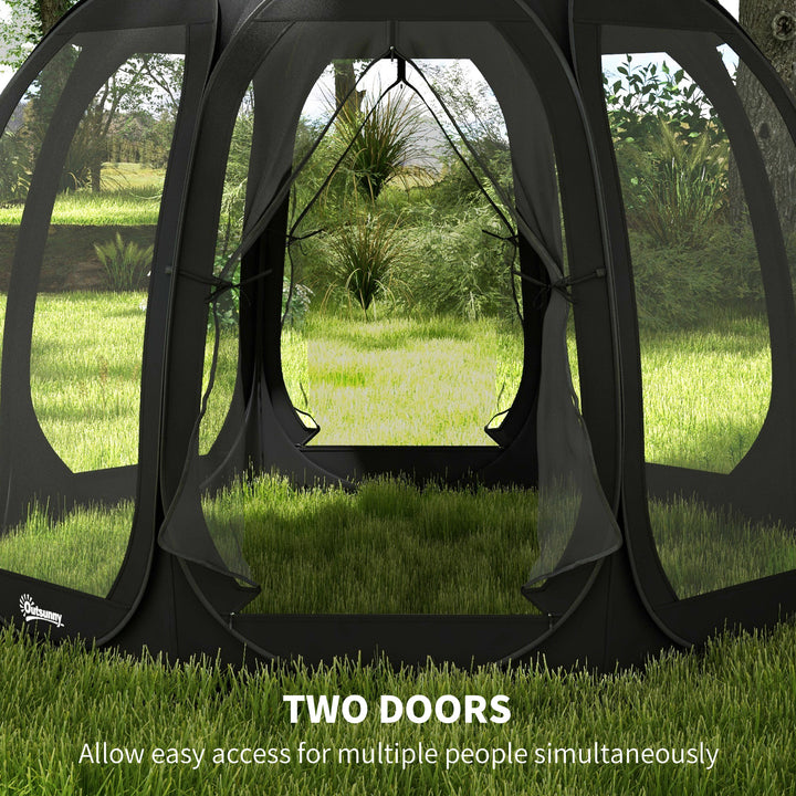 Outsunny 11' x 11.5' Screen Tent, Pop Up Camping Gazebo with Portable Carry Bag and 2 Doors, Cream White