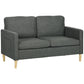 HOMCOM 56" 2 Seat Sofa, Modern Love Seats Furniture, Upholstered 2 Seater Couch with Side Pockets, Solid Steel Frame, White