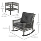 Outsunny 3 Pieces Outdoor PE Rattan Rocker Chair Set, Rocking Chair with Tempered Glass Table Top,25"x26"x28", Turquoise Green