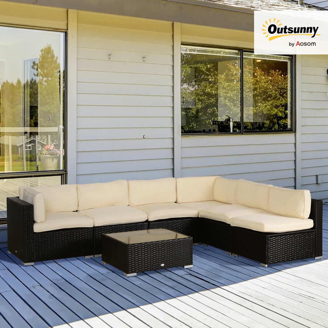 Outsunny Outdoor 14pc Patio Rattan Sofa Set Cushion Polyester Cover Replacement Set - No Cushion Included, Cream White