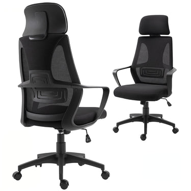 Vinsetto Mesh Office Chair with Up&Down Headrest, Ergonomic Computer Desk Chair with Adjustable Tilt Angle, Height Adjustable Swivel Seat with Lumbar Support for Home Office, Black