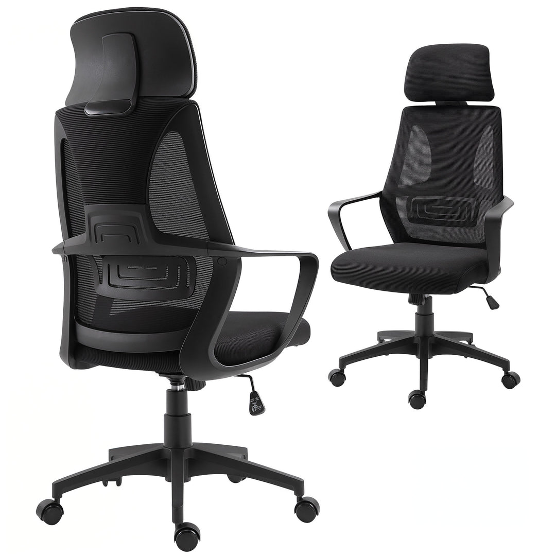 Vinsetto Mesh Office Chair with Up&Down Headrest, Ergonomic Computer Desk Chair with Adjustable Tilt Angle, Height Adjustable Swivel Seat with Lumbar Support for Home Office, Black