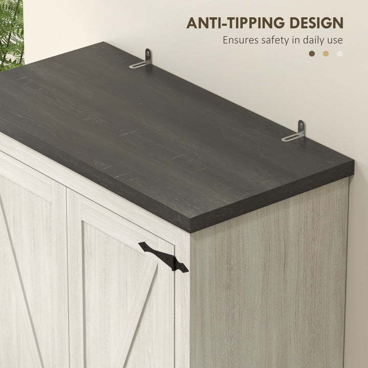 HOMCOM Farmhouse Kitchen Pantry Storage Cabinet, 64" Freestanding Kitchen Pantry Cabinet with Drawers, Distressed White