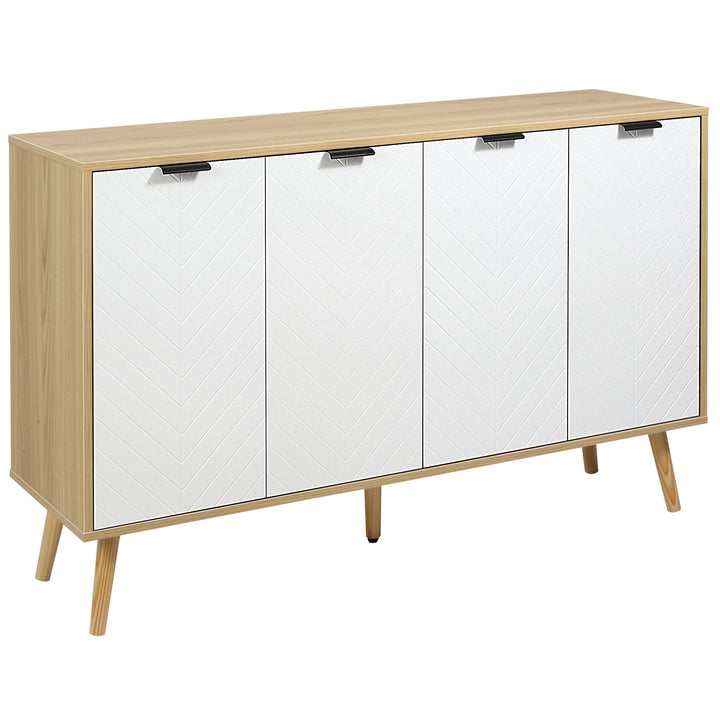 HOMCOM Modern Sideboard and Buffet, Dining Room Cabinet with Adjustable Shelves and 4 Doors, Natural