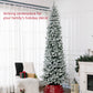 HOMCOM 9ft Pencil Christmas Tree, Flocked Tree with 1277 Branch Tips and Metal Base for Home, Indoor, Holiday