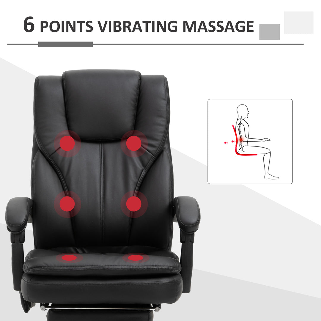 Vinsetto Office Chair High Back 6-Point Vibration Massage Reclining 360° Swivel Height Adjustable with Retractable Footrest