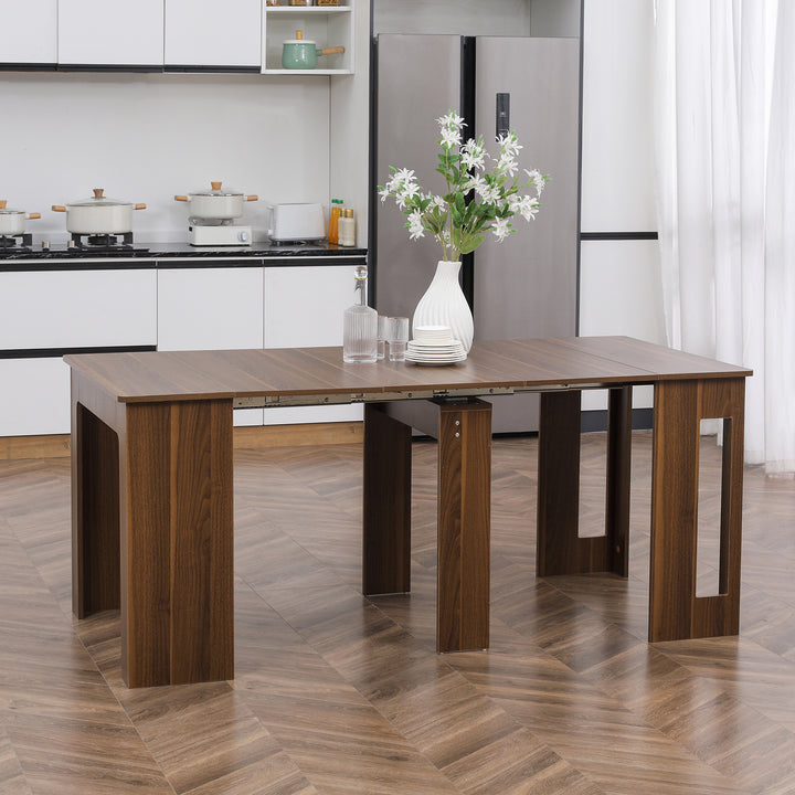 HOMCOM Extendable Dining Table, Expandable Kitchen Table for Small Spaces, Seats up to 6 People, Dark Brown