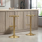 HOMCOM Steel Bar Stools Set of 2, Adjustable Counter Height Round Breakfast Barstools, Industrial Swivel Bar Chairs, Silver