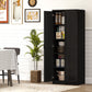 HOMCOM 63" Kitchen Storage Cabinet, 5-tier Pantry Cabinet with Doors and Adjustable Shelves for Dining Room, Distressed White