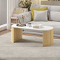 HOMCOM Coffee Table, Modern Marble-Effect Living Room Table with Round Corners and Thicken Legs, Black