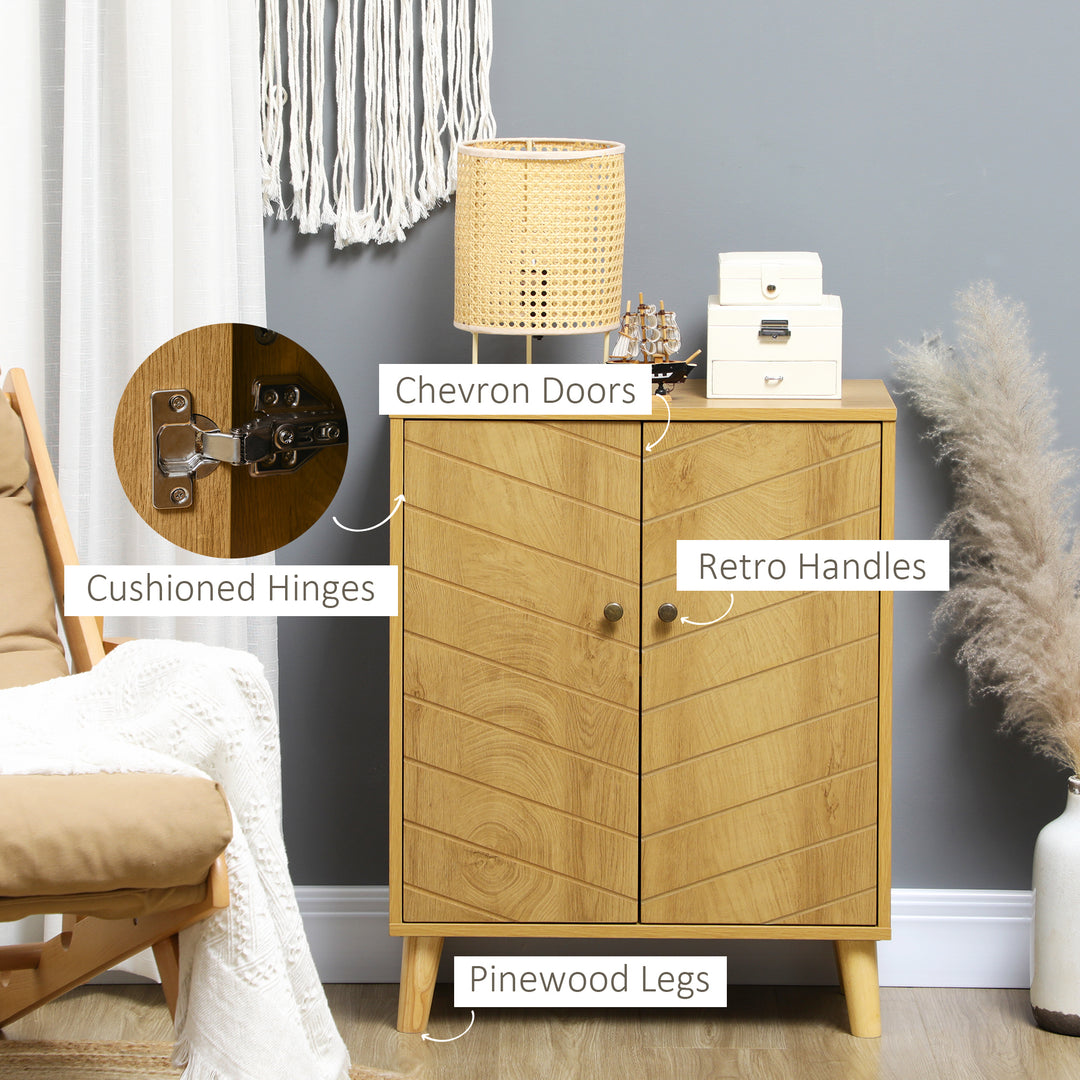 HOMCOM Storage Cabinet with Doors, Cupboard Organization with Shelf and Wood Legs, Storage Solution for Living Room, Bathroom