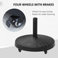 Outsunny 20.5" Round Parasol Base Resin Patio Umbrella Base Garden Parasol Holder Outdoor Offset Weight Stand with Wheels Black