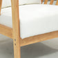 HOMCOM Armchair Upholstered Lounge Chair with Rubber Wood Frame Throw Pillows and Comfortable Cushion, White