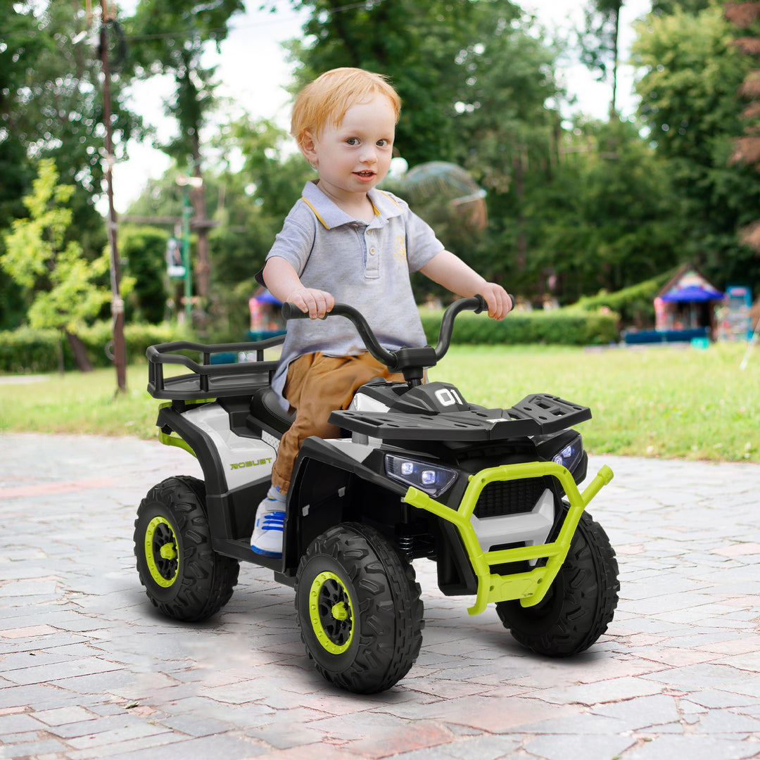 Qaba Kids ATV, 12V Battery Powered Electric Ride on Toy w/ Spring Suspension, Storage Basket, High & Low Speed, Green