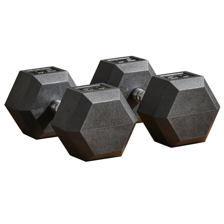 Soozier 2 x 50lbs Hex Dumbbell Set, Rubber Weights Exercise Fitness Dumbbells with Non-Slip Handles, Anti-roll, for Women or Men Home Gym Workout