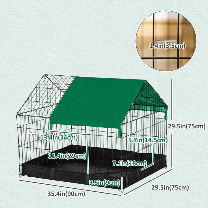 PawHut Metal Outdoor Small Animal Cage for Rabbits and Cats, Black