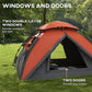 Outsunny Pop up Camping Tent, 3-4 Man Family Tent, 3000mm Waterproof, with Carry Bag and Top Hook, Grey and Orange