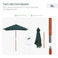 Outsunny 6.6x5ft Square Market Parasol, Wooden Patio Umbrella with Tilt Mechanism and 6 Bamboo Ribs, Garden Sunshade, Wine Red