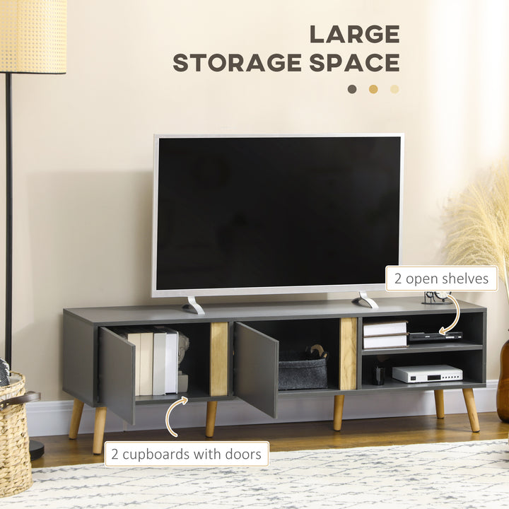 HOMCOM TV Stand for TVs up to 55", TV Cabinet with Shelves and Cable Holes, Entertainment Unit for Living Room, Dark Grey