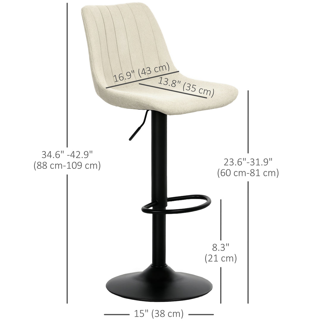 HOMCOM Adjustable Barstools Set of 2, Swivel Bar Stools with Back and Footrest for Kitchen Island Counter, Charcoal Grey