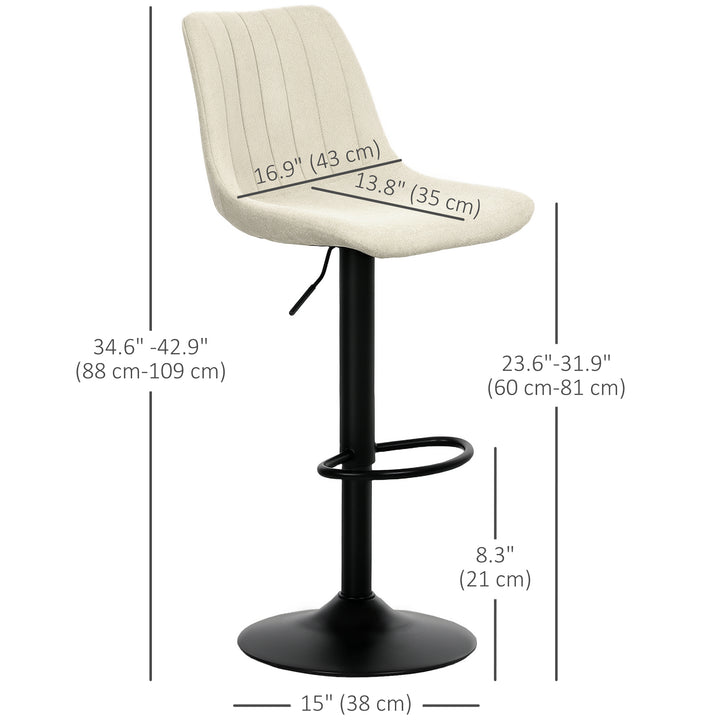 HOMCOM Adjustable Barstools Set of 2, Swivel Bar Stools with Back and Footrest for Kitchen Island Counter, Charcoal Grey