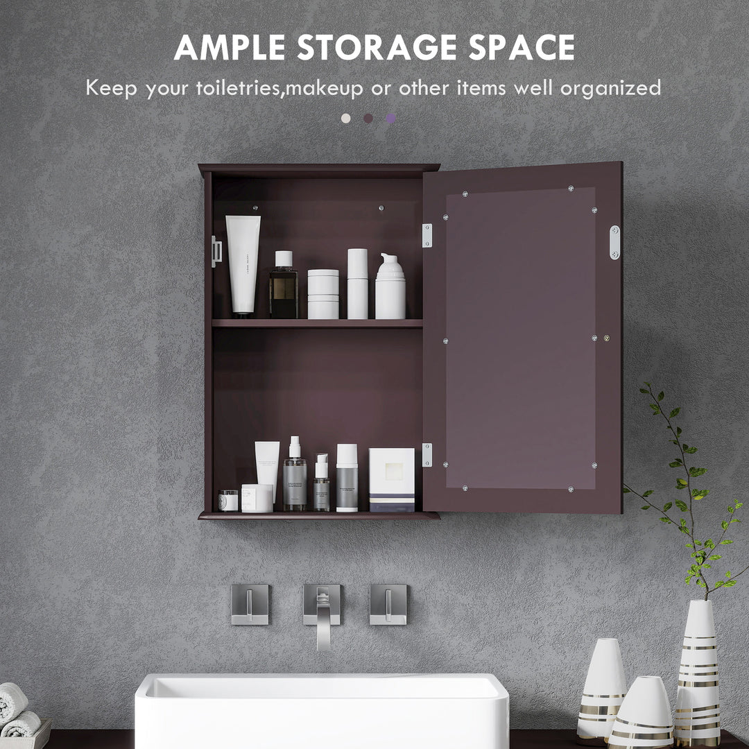 kleankin Bathroom Mirror Cabinet, Wall Mounted Medicine Cabinet with Door and Shelves, White