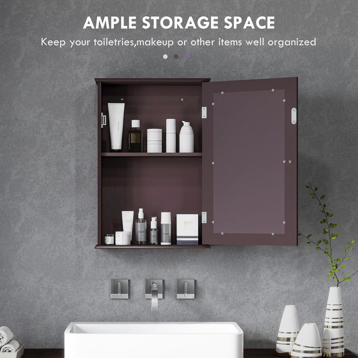 kleankin Bathroom Mirror Cabinet, Wall Mounted Medicine Cabinet with Door and Shelves, White