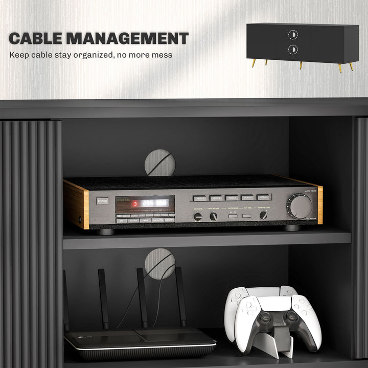 HOMCOM TV Stand with Storage for 55 Inch TV, Modern TV Cabinet with 2 Open Shelves and 2 Cabinets for Living Room, White