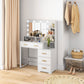 HOMCOM Illuminated Dresssing Table, LED Vanity Table with Mirror, Drawer and Storage Shelves for Bedroom, White