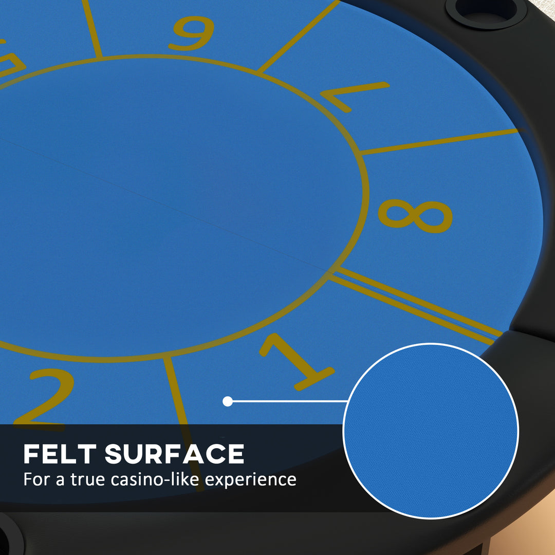 Soozier Foldable Poker Table Blackjack Texas Holdem Poker Game Table with Cup Holders, 47" Round, Black