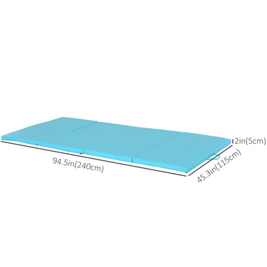 Soozier 4'x8'x2" Folding Gymnastics Tumbling Mat, Exercise Mat with Carrying Handles for Yoga, MMA, Martial Arts, Stretching, Core Workouts, Light Blue