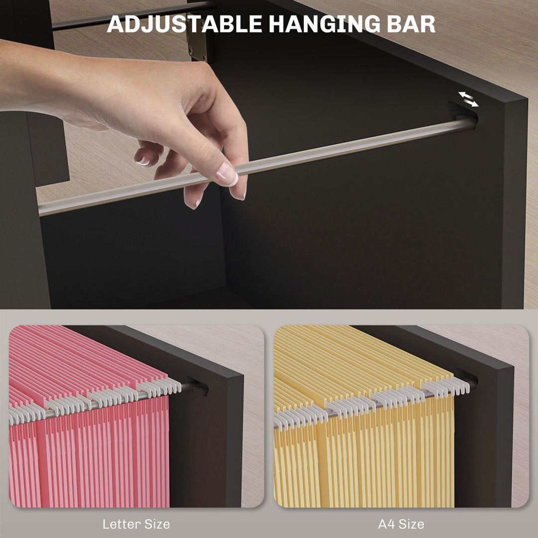 HOMCOM 4 Drawer File Cabinet with Lock, Office Filing Cabinet, A4 Letter Size, Hanging File Folders, White