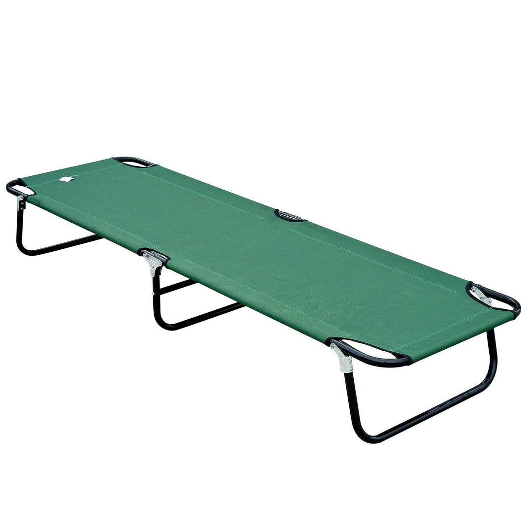 Outsunny Folding Camping Cot for Adults Portable Outdoor Sleeping Bed for Office Beach Home, Green
