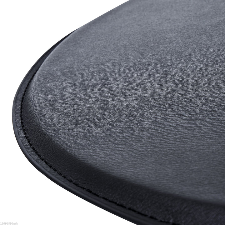 HOMCOM Modern Round Bar Table Adjustment Height Home Pub Bistro Desk Faux Leather Covered Wooden Top Chrome Base Black