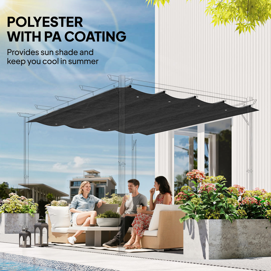 Outsunny 8' x 9.4' Retractable Pergola Canopy Replacement, Fit 7' x 10' Frame, UV30+ Pergola Cover Top Only, Cream