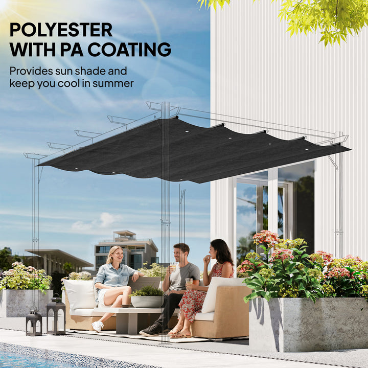 Outsunny 8' x 9.4' Retractable Pergola Canopy Replacement, Fit 7' x 10' Frame, UV30+ Pergola Cover Top Only, Cream