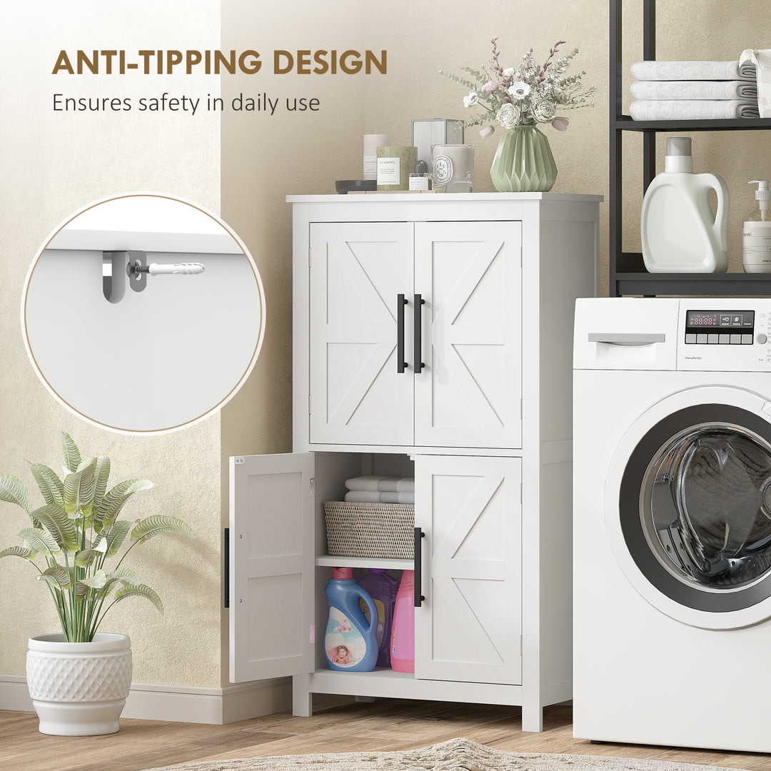 HOMCOM Farmhouse Bathroom Storage Cabinet, Bathroom Floor Cabinet with Barn Doors and Adjustable Shelf, Black