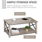 HOMCOM Industrial Coffee Table, Cocktail Table with Bottom Storage Shelf, Metal X-Bar for Living Room Bedroom