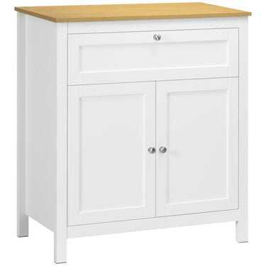 HOMCOM Sideboard Cabinet, Buffet Table with Drawer, Double Door Cupboard and Adjustable Shelf for Living Room, Entryway, White