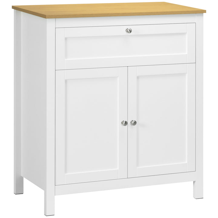 HOMCOM Sideboard Cabinet, Buffet Table with Drawer, Double Door Cupboard and Adjustable Shelf for Living Room, Entryway, White