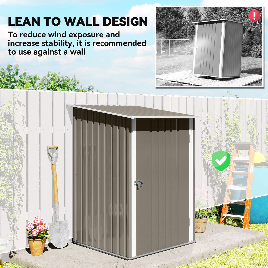 Outsunny Garden Tool Storage Shed, Small Steel Shed with Lockable Door for Garden & Patio, Galvanized Steel Construction, Dark Gray