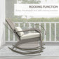 Outsunny Adirondack Chair, Outdoor Wicker Rocking Chair with High Back, Seat Cushion and Pillow for Porch, Balcony, Cream White