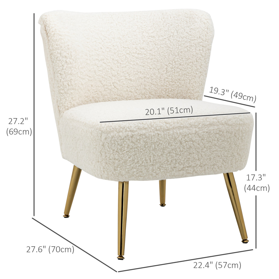 HOMCOM Lounge Chair for Bedroom Living Room Chair with Soft Upholstery and Gold Legs Pink