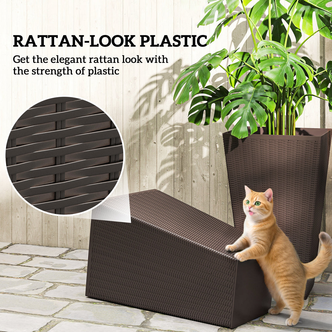 Outsunny Set of 3 Tall Plant Stand, Outdoor & Indoor Flower Pot Set for Front Door, Entryway, Patio and Deck, Brown