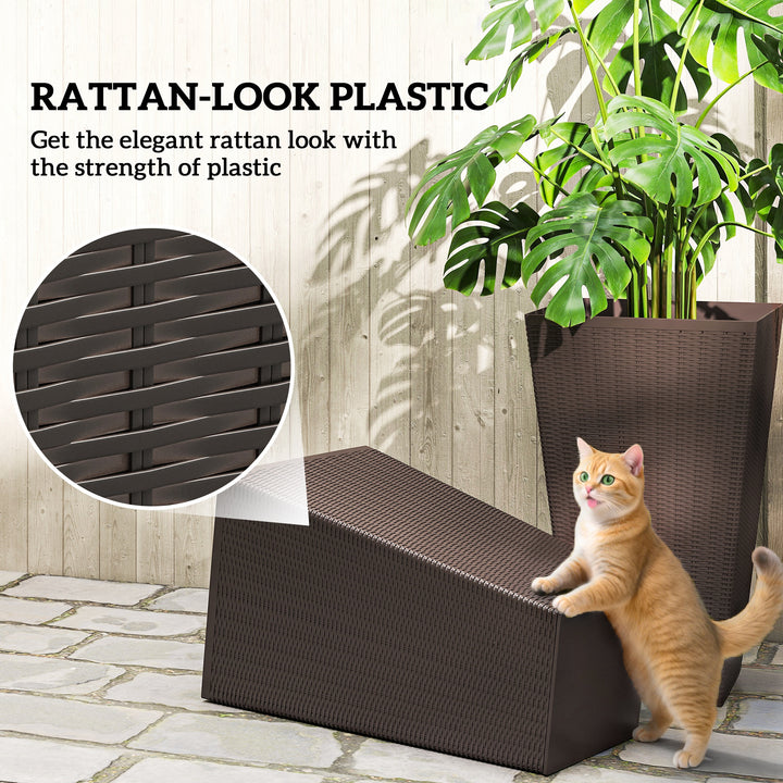 Outsunny Set of 3 Tall Plant Stand, Outdoor & Indoor Flower Pot Set for Front Door, Entryway, Patio and Deck, Brown