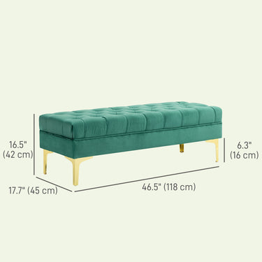 HOMCOM End of Bed Bench, Upholstered Bench, Entryway Shoe Bench with Button Tufted for Living Room, Bedroom, Dark Green