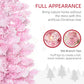 HOMCOM 6 Foot Prelit Snow Flocked Artificial Christmas Tree with Pencil Shape, 500 Pine Realistic Branches, Warm White LED lights, Auto Open, Pink and White